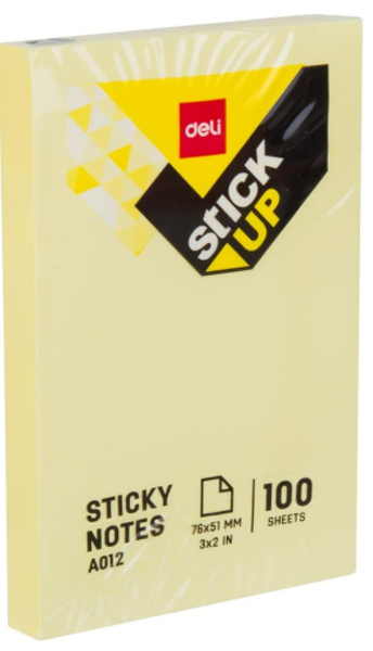 Deli Stick Up Yellow Sticky Notes - 100 Sheets - A00353