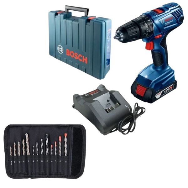 Bosch - Cordless Combo Drill Kit 18V &amp; 13 Pce Drill Bit Assortment Set