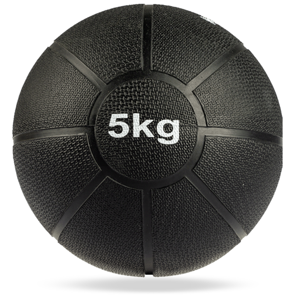 Medicine Ball 5kg - Solid Rubber - Weight Ball for Core Exercises - Black
