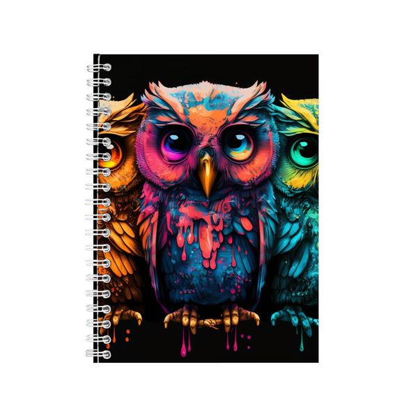 3 Owls Neon Rainbow Notebook Gift Idea Writing Book Notepad Pad 70