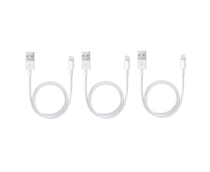 Pack of 3 1m IPhone Lightning Cables - White