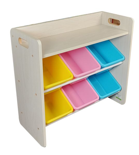 Kids Storage Organiser for Toys and Clothes - 6 Bins and Top Shelf