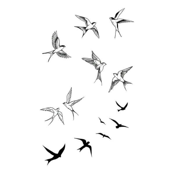 1 Sheet Bird Pattern Temporary Tattoo Sticker - Black