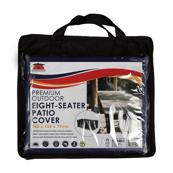 Kalahari Outdoor 8-Seater Patio Dining Set Cover (Black)