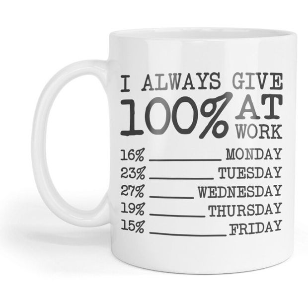 I'm Always 100% At Work Christmas Birthday Colleague Office Gift Mug