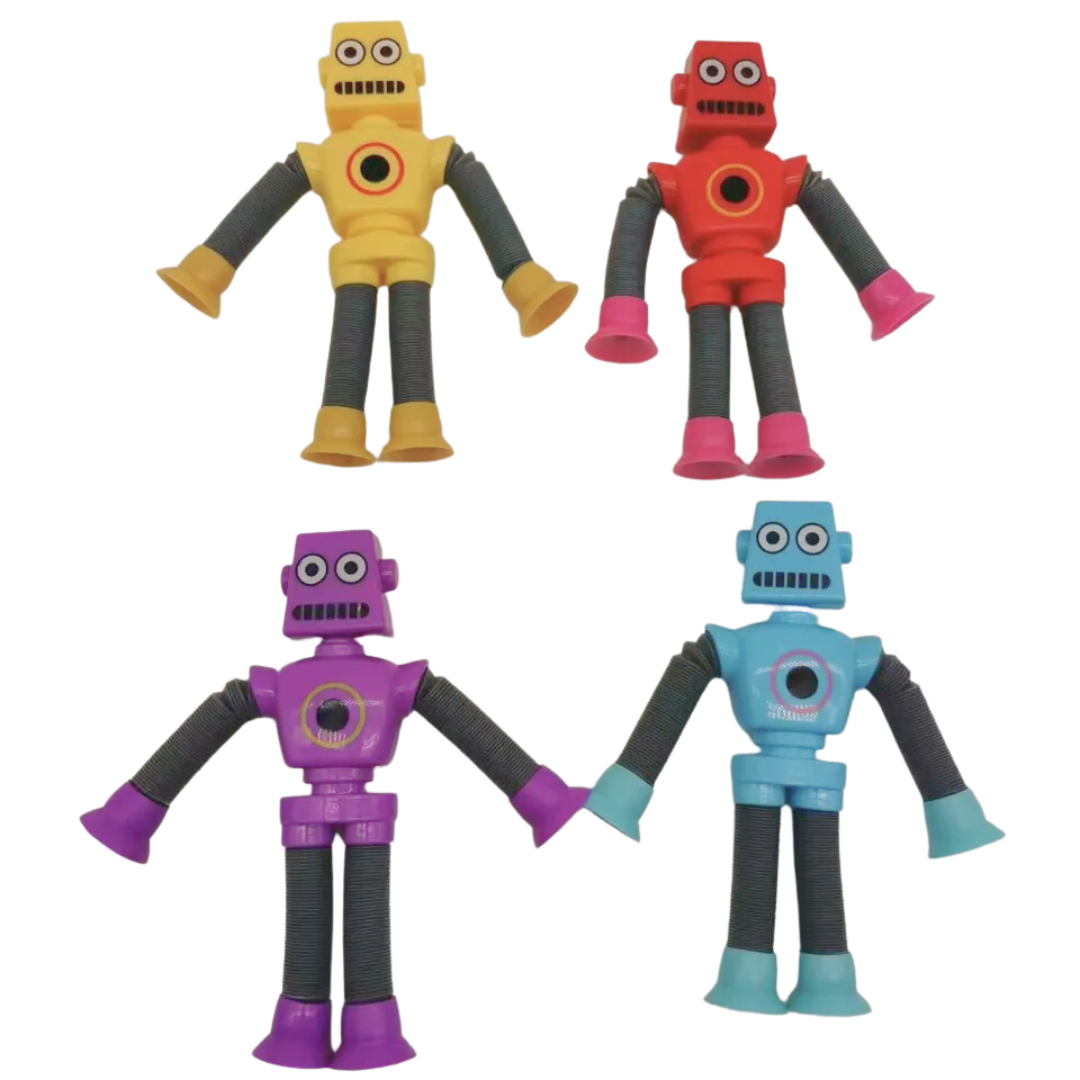 Sensory Telescopic Toy with Sticky Hands and Feet 4 Pack Robot Toys