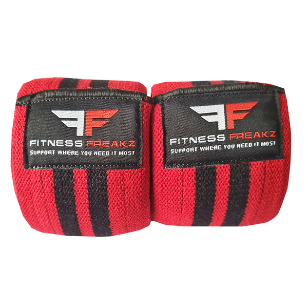 Heavy Duty Knee Wraps - Red/Black Stripe