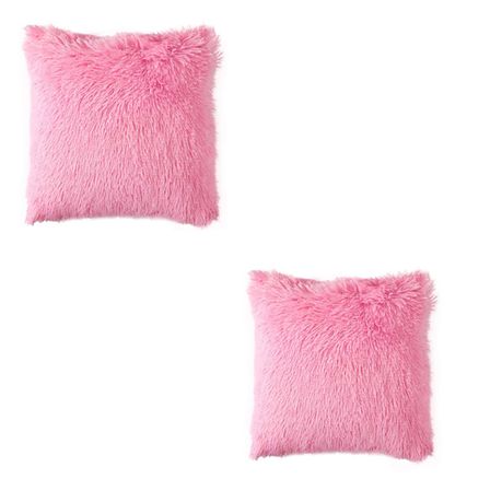 Red furry throw pillows hotsell