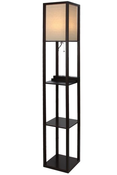 Floor Lamp with Shelves - Modern Tall Lamps with White Lamp Shade - WYFL013