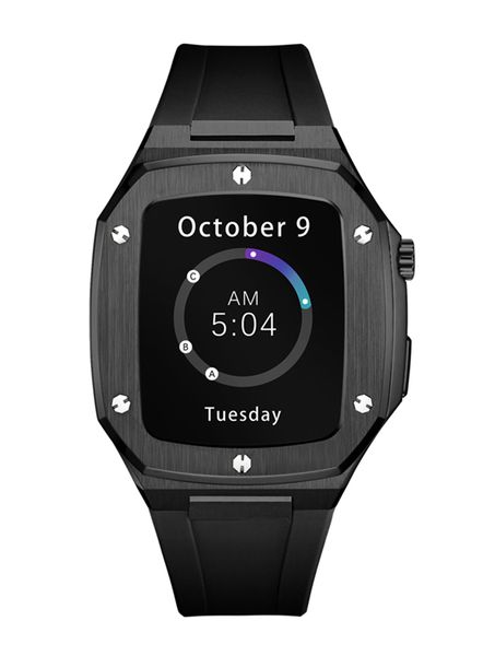 Iconic Luxury Black Silicone Case and Strap for Apple Watch 44mm