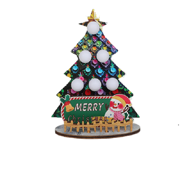 Lighted Wooden Christmas Tree Tabletop Decor(1 Pcs)
