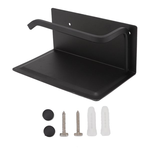 Wall Mount Tissue Holder with Phone Shelf Black