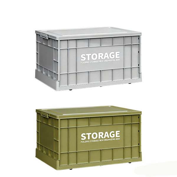 44L/58L Collapsible Stackable Storage Bins with Lids &amp; Handles-Foldable Box