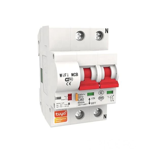 Smart Switch Circuit Breaker 2P 20A 8000W MCB WIFI Control