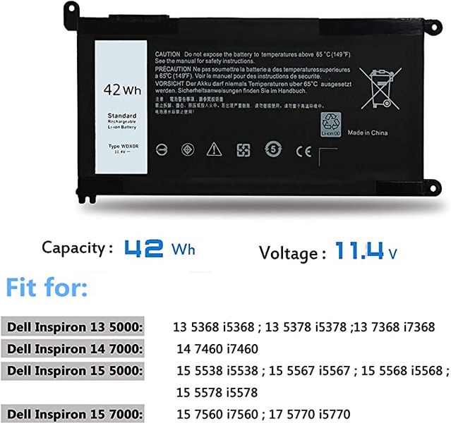 Dell WDX0R 5378 Replacement Battery