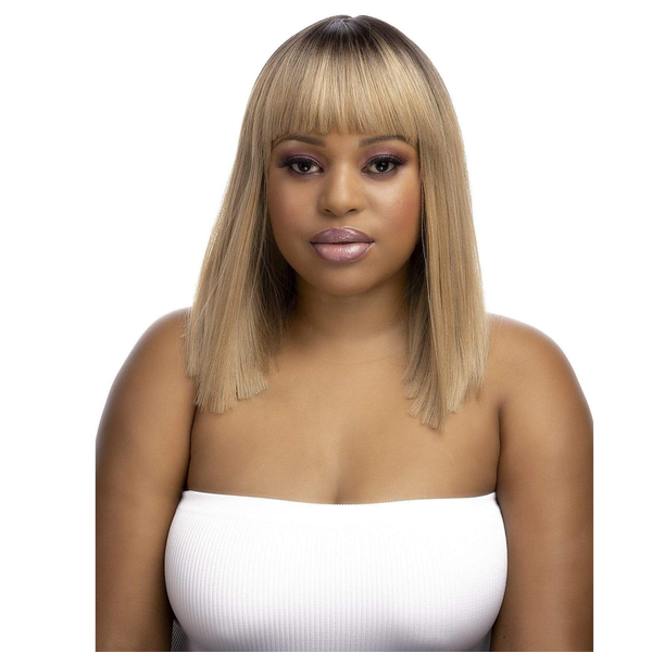 LolaSilk 13" Straight Hair Fringe Bob Wig/Ombre Blond