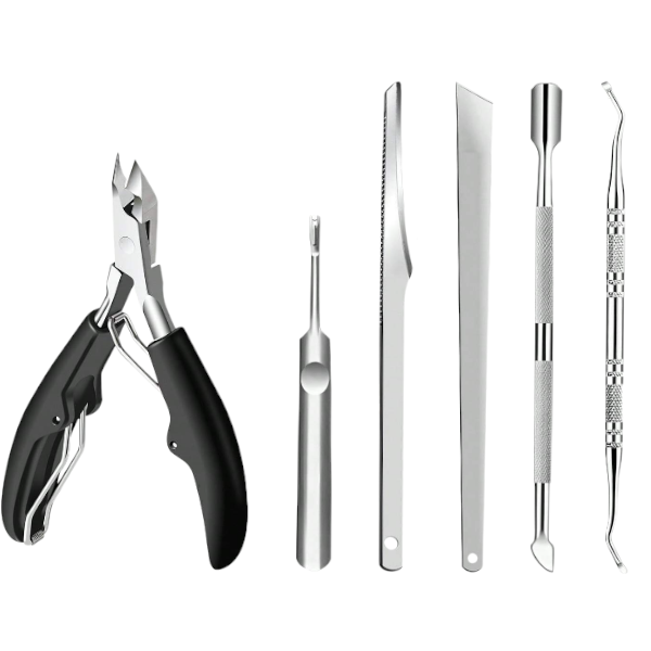 6Pcs Professional Stainless-Steel Manicure &amp; Pedicure Tool Set - Silver
