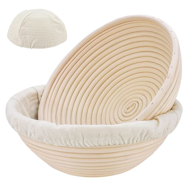 Round Sourdough Bread Bakery Basket Bread Banneton Proofing 22x8.5cm,2Piece