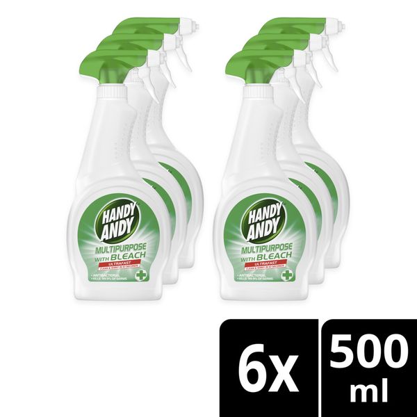 Handy Andy Multipurpose Antibacterial Cleaner Spray with Bleach 6x500ml