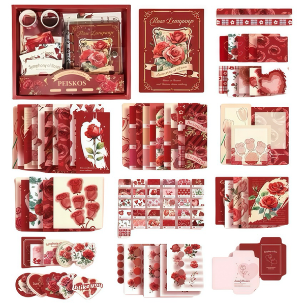 PEISKOS 155pcs DIY Journal Stickers Scrapbooks Art Craft Stationery Set
