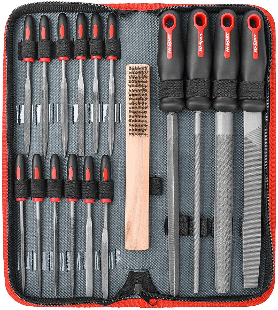 Hi-Spec 17 Piece Carbon-Steel Hand & Needle File and Wire Brush Tool Set