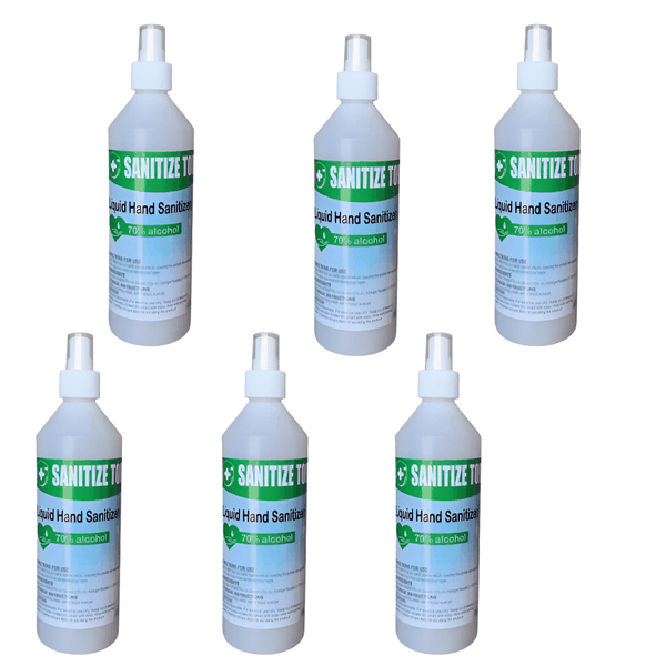 70% Alcohol Liquid Hand Sanitizer Mist Spray 500ml-Antibacterial- Pack of 6