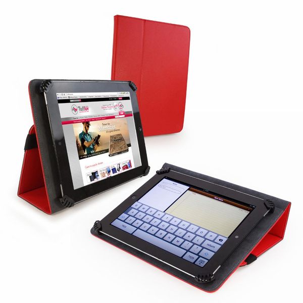 Tuff-Luv Uni-View Faux Leather Case for 10" - Universal - Crimson Red