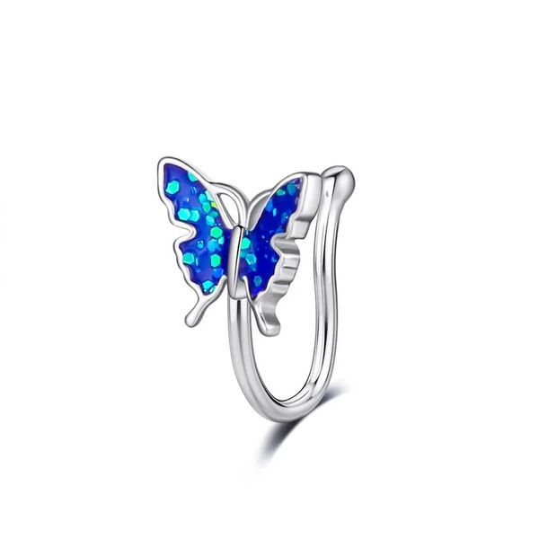 Glittery Butterfly Clip On Nose Ring