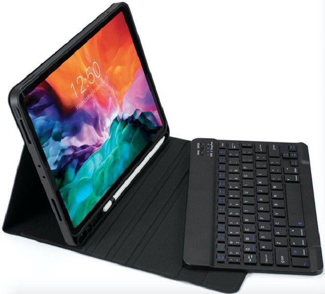 TUFF-LUV Bluetooth Folio Case and Keyboard For Apple iPad 10.9" 10th Generation (Includes an Apple Pencil Holder) (2022/2023) - Black