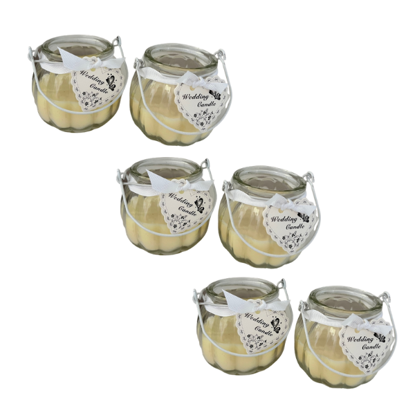 Scented Glass White Wedding Wedding Candles (Box of 6)