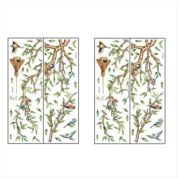 Colorful Flower and Bird Branch Wall Stickers Peeling and Pasting