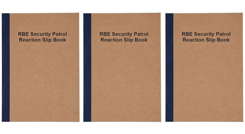 RBE Security Patrol Reaction Slip Book A6 -3's