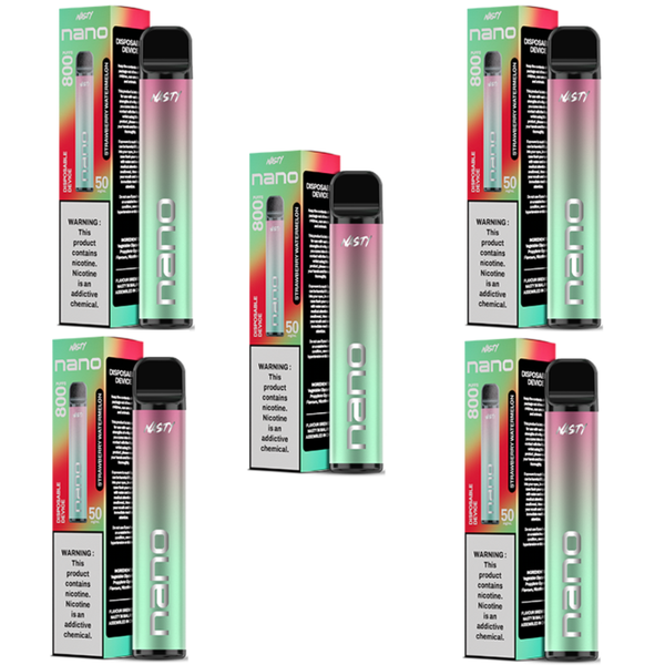 NASTY Nano 800 Puffs Disposable Vape 50mg - Strawberry Watermelon - 5 Pack