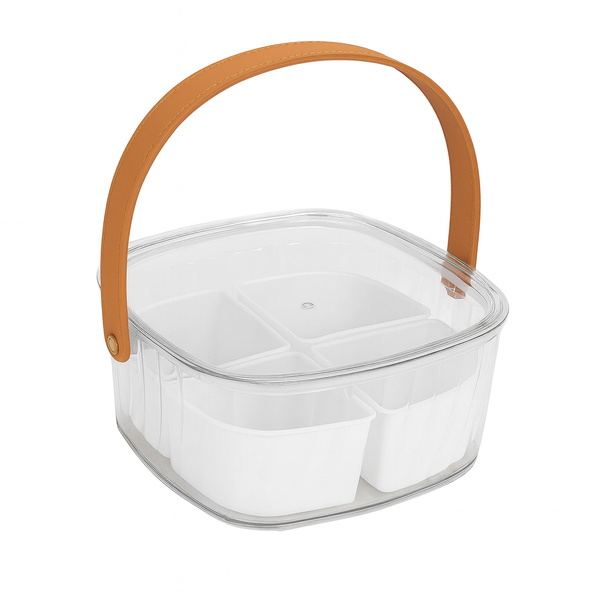 4-Grid Food Storage Container with Handle-BPA-Free Fruit &amp; Snack Organizer