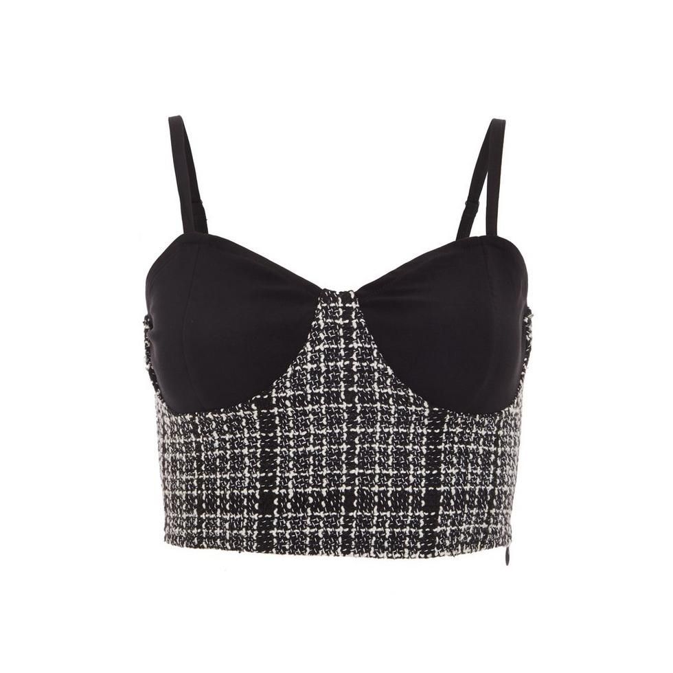 Quiz Ladies Black & White Check Crop Top - Black | Shop Today. Get it ...