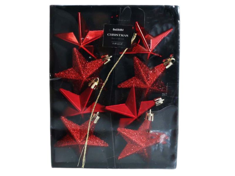 Christmas Tree 8 PC Star Decoration 65 mm
