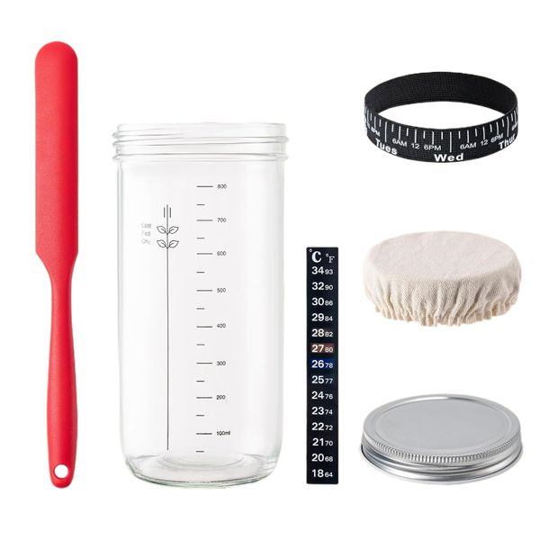1000ML Sourdough Starter Jar, Glass Jars Fermentation Kit