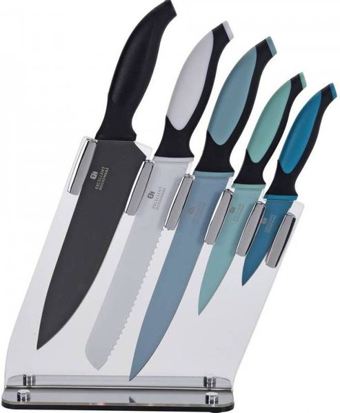 5-Piece Kitchen Knife Set with PS Stand and Black Base