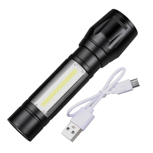 Zoomable Aluminum Portable Rechargeable Torch LED Loadshedding Flashlight