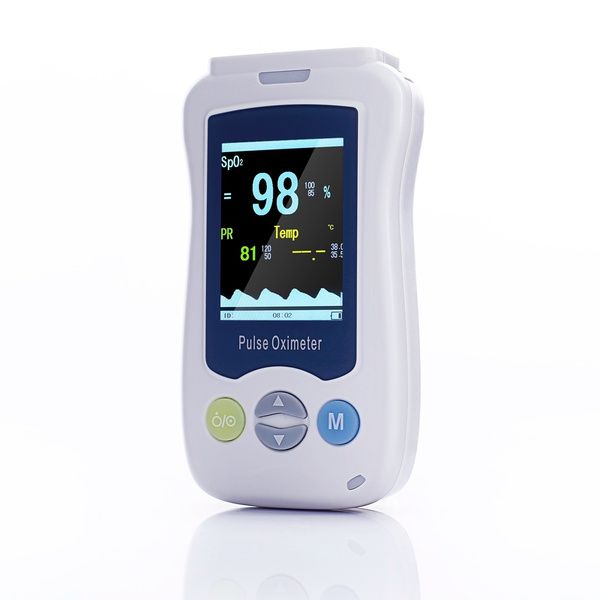 Handheld Pulse Oximeter - SpO2, Pulse Rate &amp; Temperature Monitor with LCD