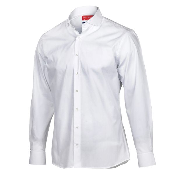 Twill Traveller Mens Slim Fit Long Sleeve Shirt – White Plain
