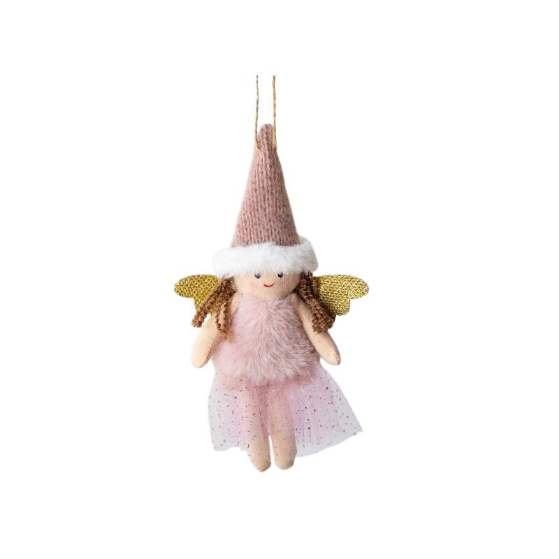 Nordic Scandinavian Pink Hanging Glitter Christmas Angel Fairy Kids D cor