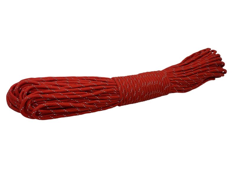Red with Grey Reflective Tracer Paracord Rope 30m
