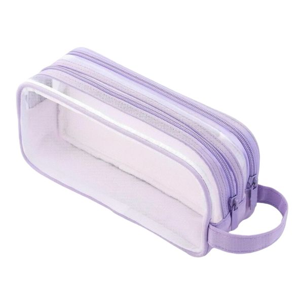 ClearMate Large Capacity Pencil Case - Transparent with Sage Green Accent