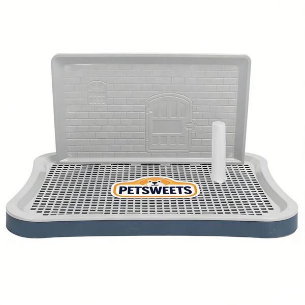 Dog Potty Training Toilet Puppy Pad Holder with Wall and Column - Black