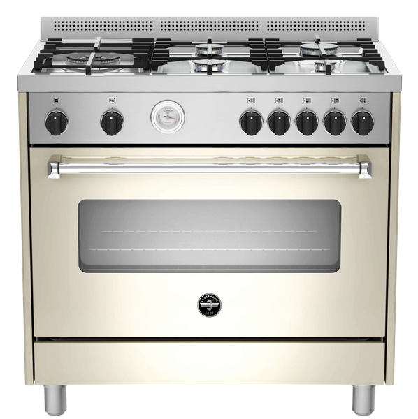 La Germania Americana 90cm Full Gas Stove 5 Burn Gas oven &amp; Gas Grill Cream