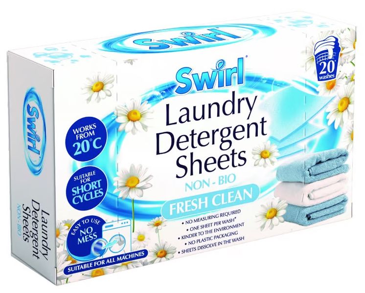 Swirl Laundry Detergent Sheets Non-Bio Fresh Clean 20 Washes