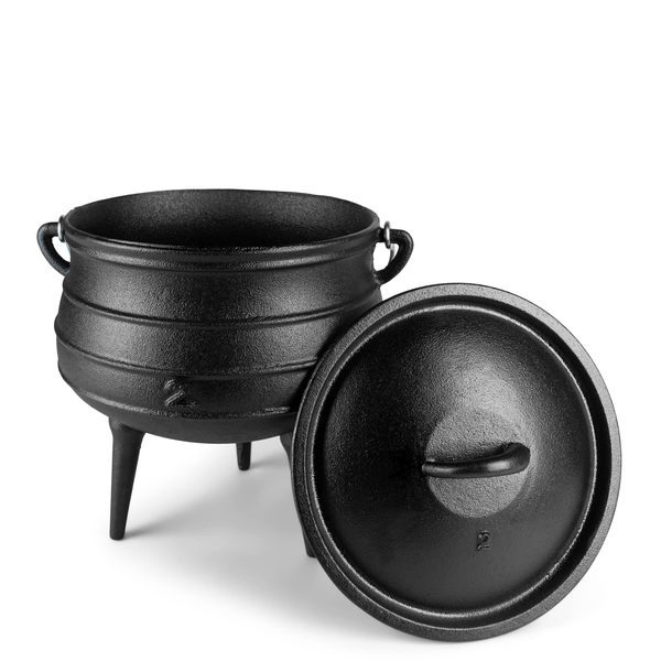 Cast Iron Pre-Seasoned Potjie African Pot 6 Quarts with Lid