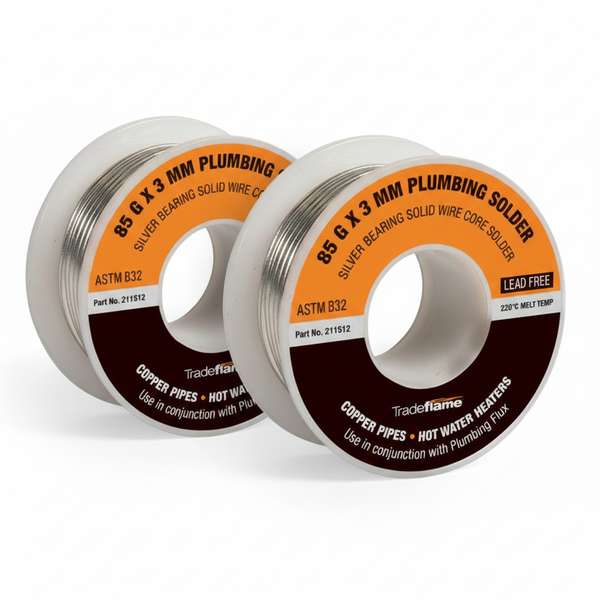 Tradeflame 85g Solid Core Plumbing Solder for Copper Pipes - 2 Pack