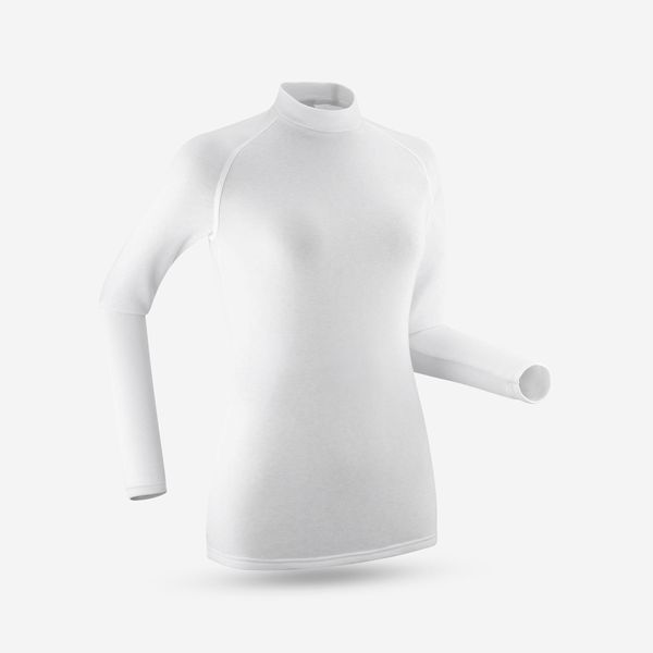 Wedze Women's Warm &amp; Comfortable Ski Base Layer -100 - Greige &amp; White